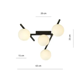 Sklep Kaja Designerska, czarna lampa sufitowa z kulami 1103/4 SMART | Kaja Hot