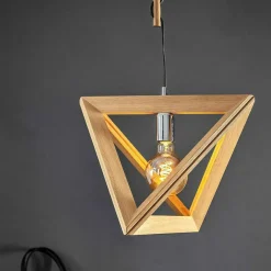 Sklep Kaja Designerska, drewniana lampa wisząca 1271174 TRIGONON | Kaja dąbolejowany Discount