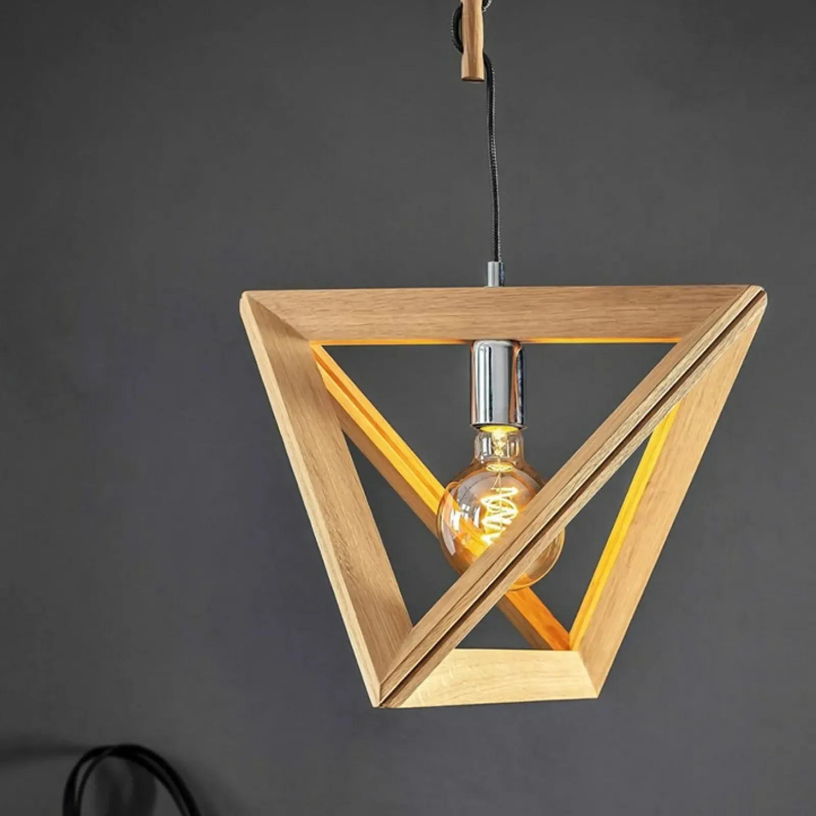 Sklep Kaja Designerska, drewniana lampa wisząca 1271174 TRIGONON | Kaja dąbolejowany Discount