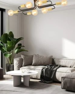 Sklep Kaja Designerska lampa czarna, złote akcenty 1175/6A z serii VEKEN | Kaja Cheap