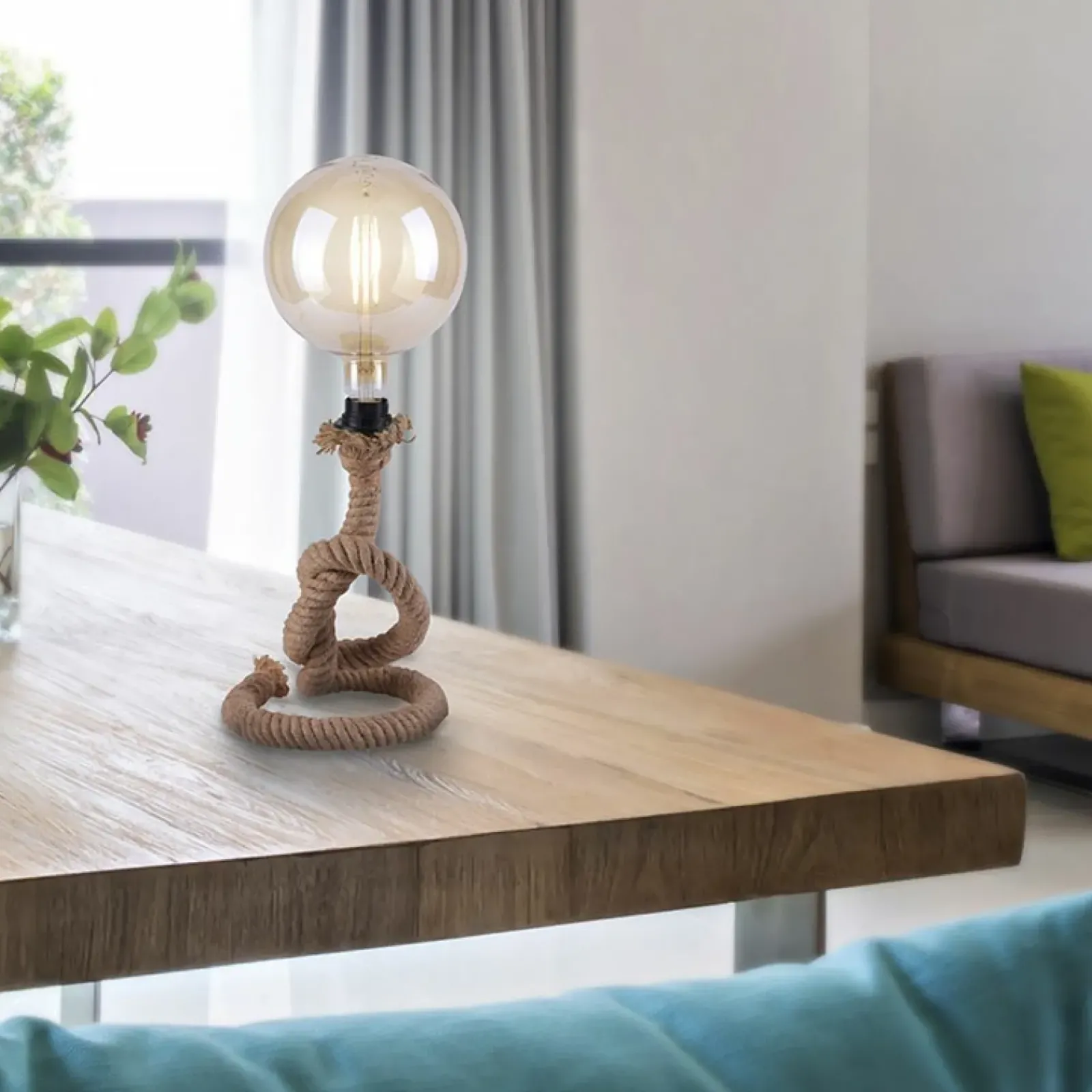 Sklep Kaja Designerska lampa stołowa, zawinięty sznur 15480-18 z serii ROPE* Nowoczesne Lampki Stołowe