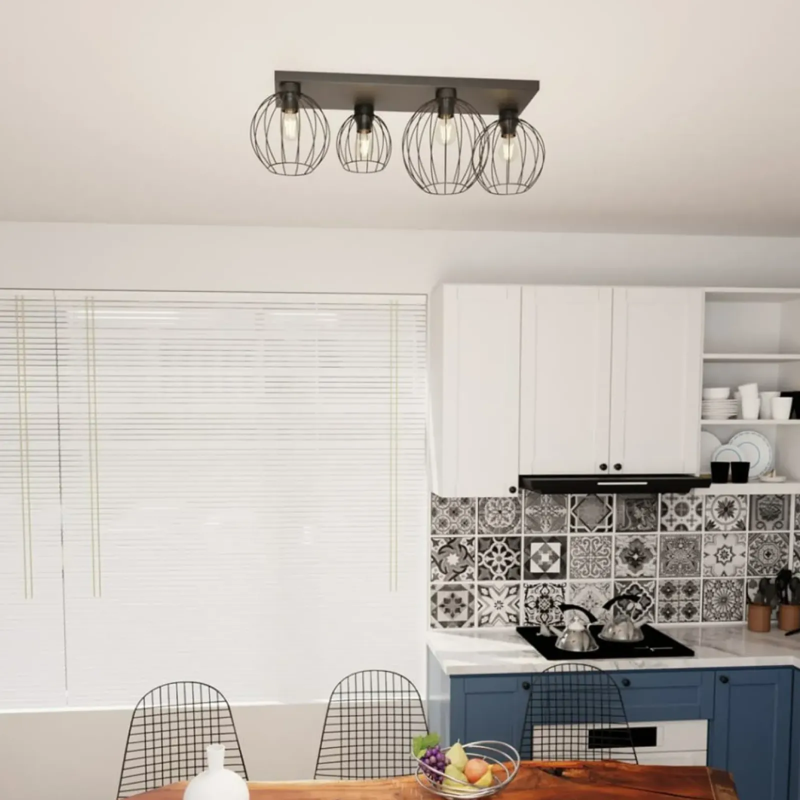 Sklep Kaja Designerska lampa sufitowa na cztery żarówki 1371/4 z serii NEST czarny Fashion