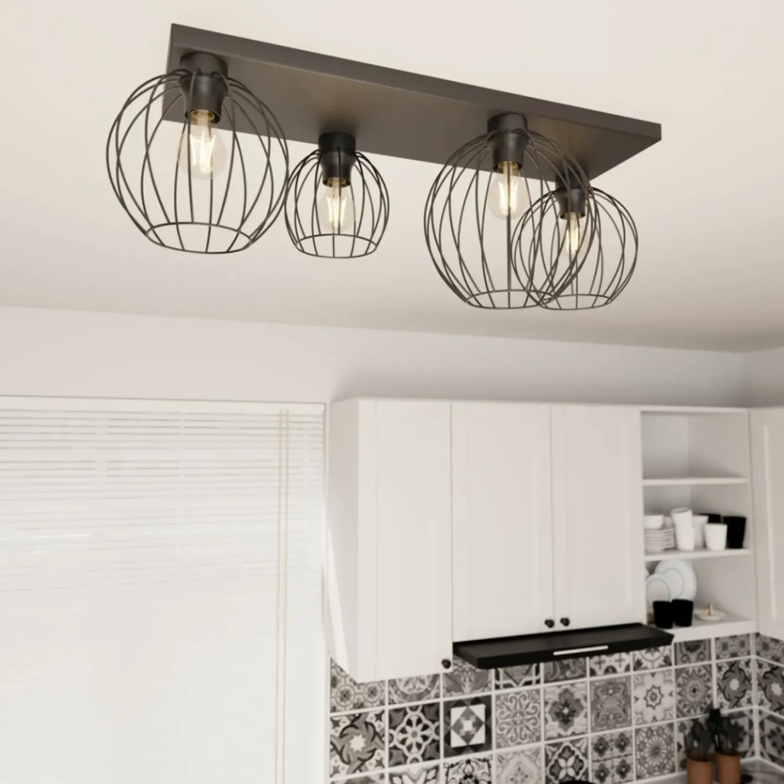Sklep Kaja Designerska lampa sufitowa na cztery żarówki 1371/4 z serii NEST czarny Fashion