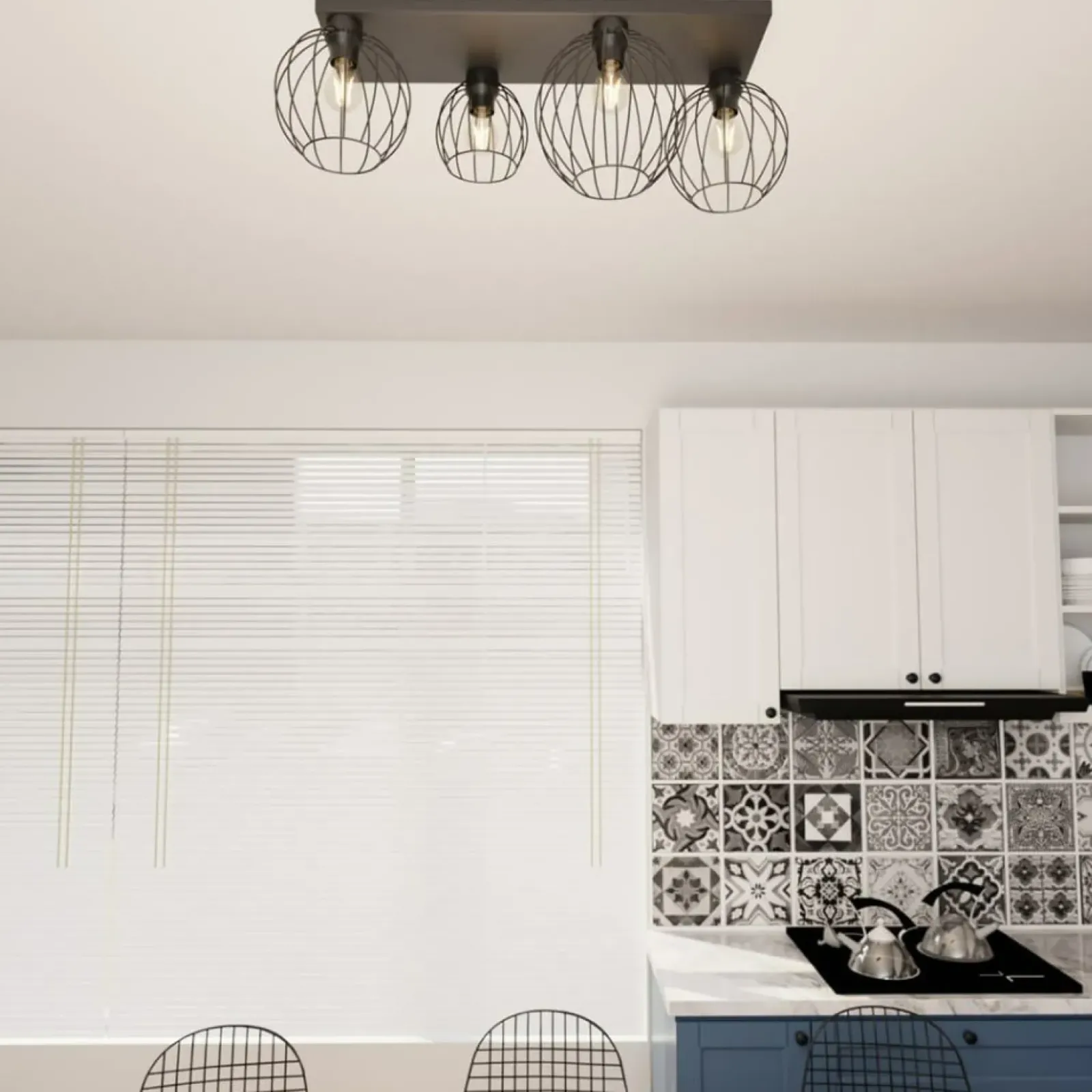 Sklep Kaja Designerska lampa sufitowa na cztery żarówki 1371/4 z serii NEST czarny Fashion