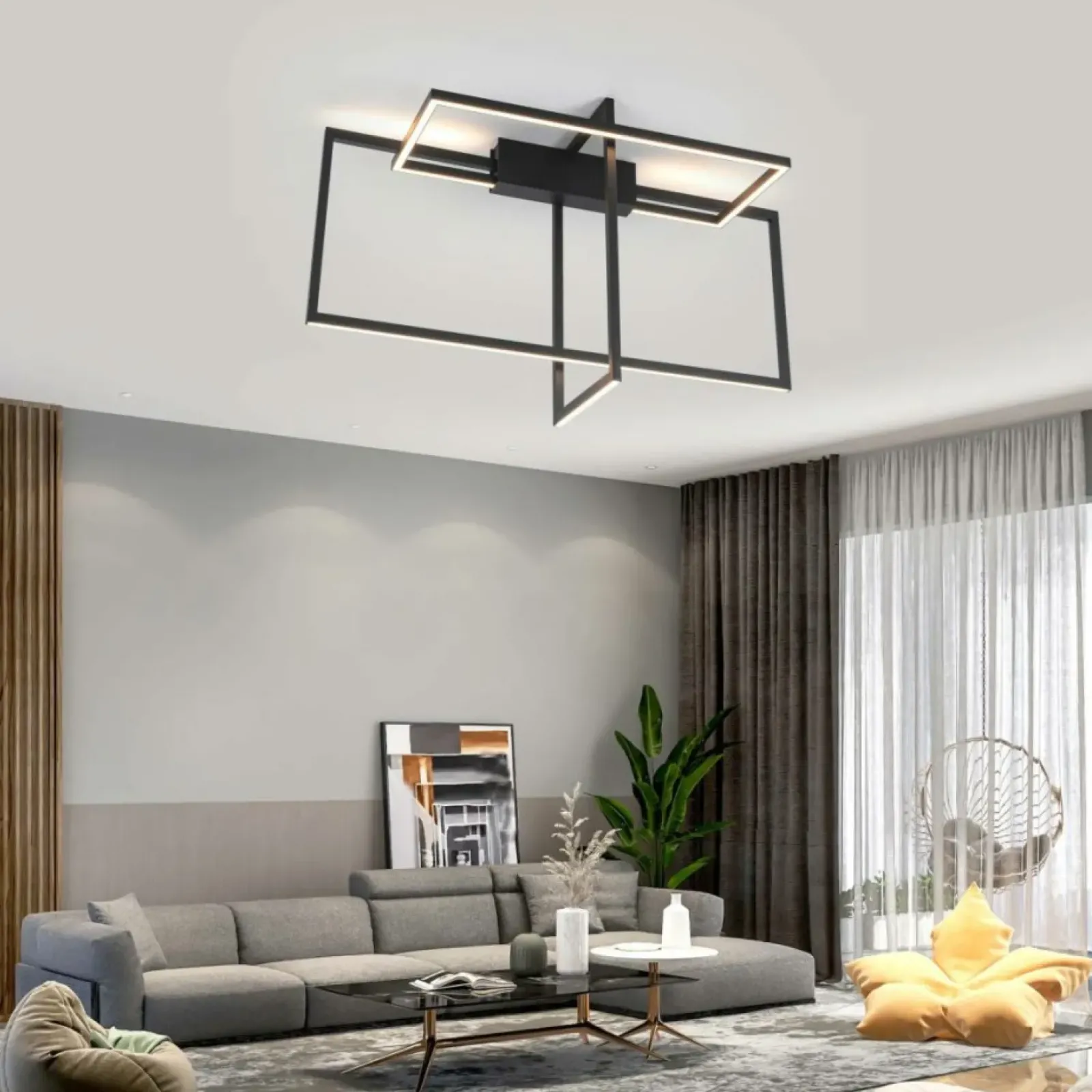 Sklep Kaja Designerska lampa sufitowa LED 4000K LP-980/3D4 BK z serii FRAME 3D Fashion