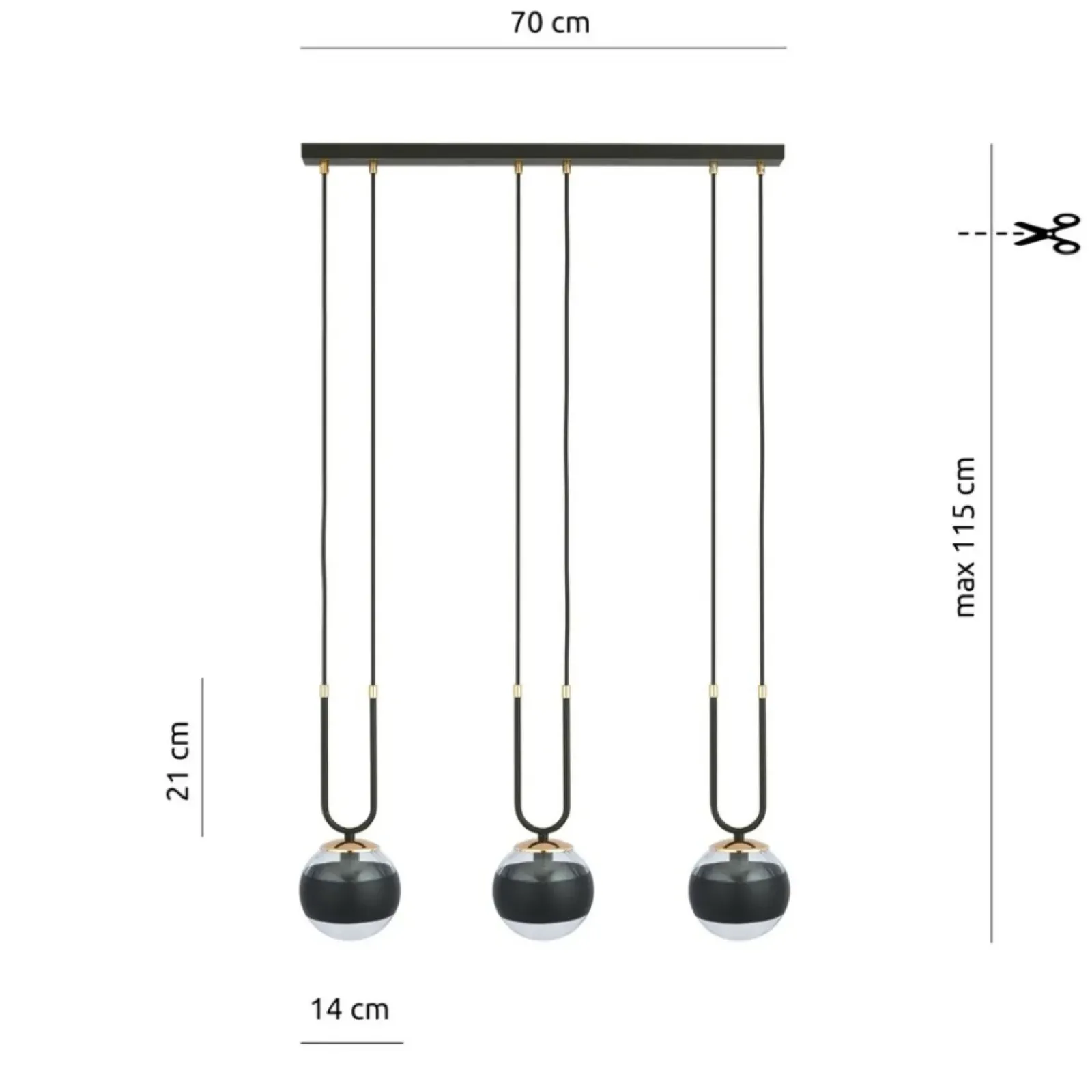 Sklep Kaja Designerska lampa wisząca do oświetlenia stołu 1113/3 GLAM | Kaja Store
