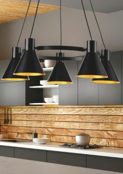 Sklep Kaja Designerska lampa wisząca nad wyspę 35-71163 MORE | Kaja Oświetlenie czarny Clearance