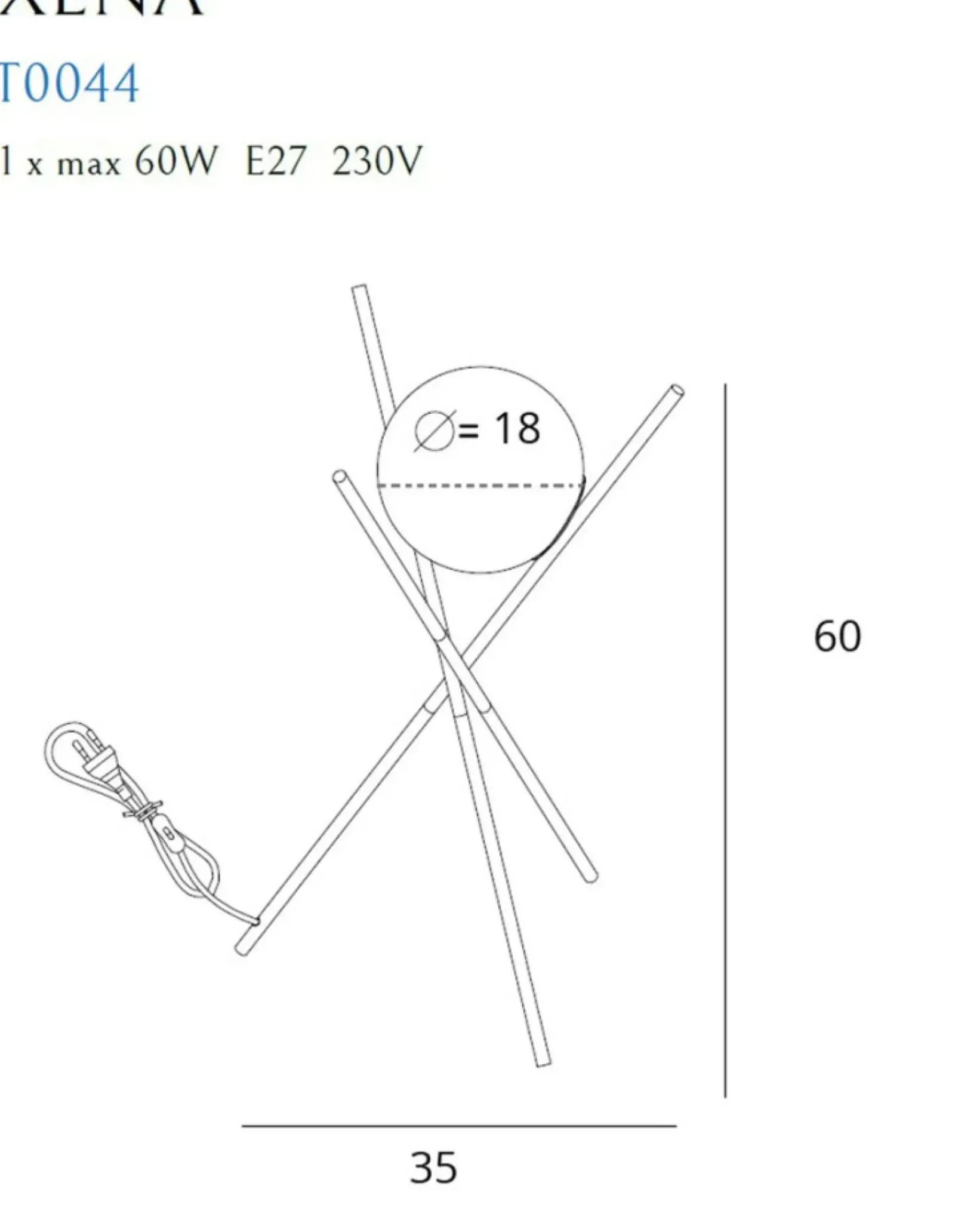 Sklep Kaja Designerska lampka trójnóg z kloszem MX T0044 XENA | Kaja Oświetlenie* Nowoczesne Lampki Stołowe