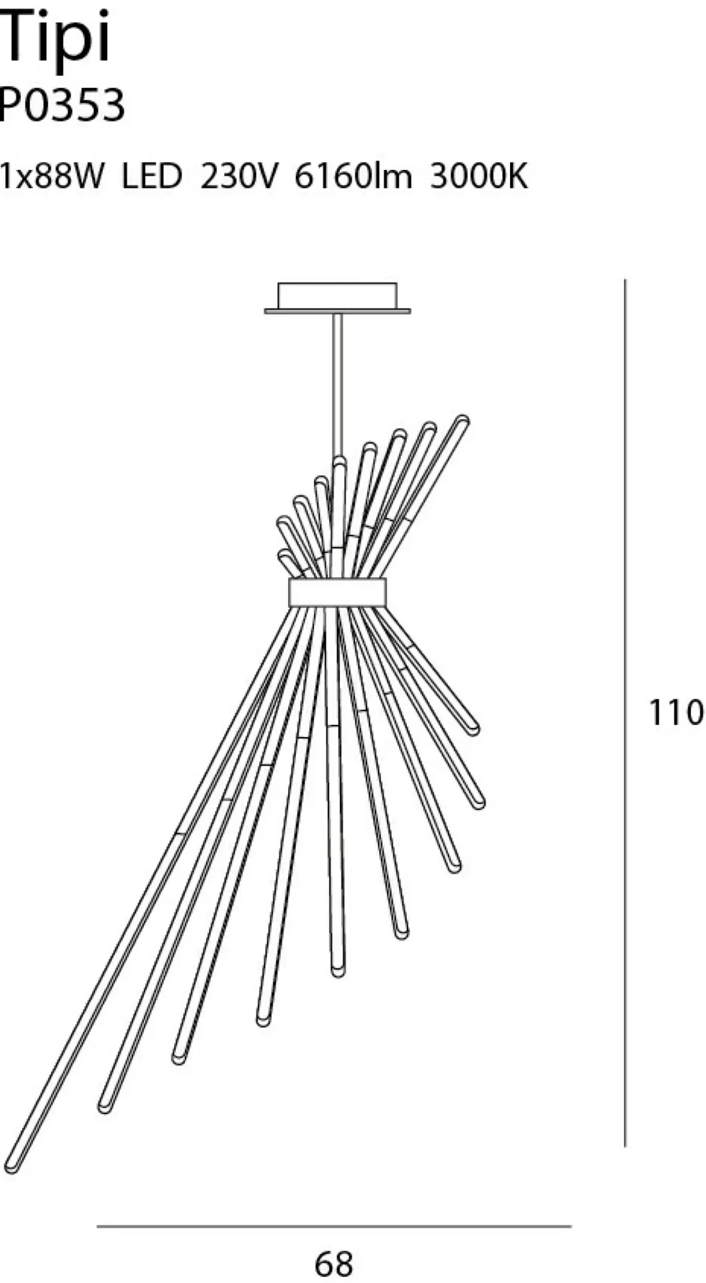 Sklep Kaja Designerska, ledowa lampa wisząca do kuchni MX P0353 TIPI | Kaja New