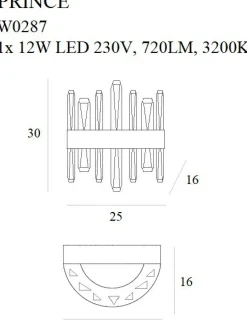 Sklep Kaja Designerski, kryształowy kinkiet LED MX W0287 PRINCE | Kaja* Lampy Led