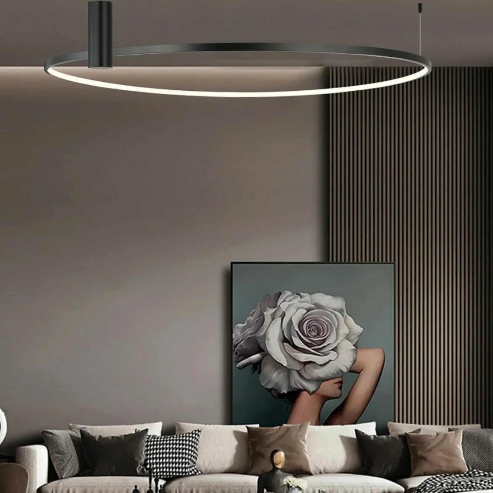 Sklep Kaja Designerski, ledowy plafon ⌀90cm LP-909/1C 4L BK RING | Kaja Clearance