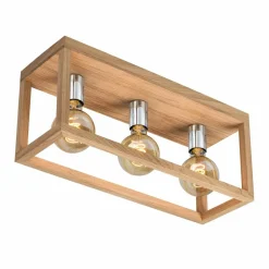 Sklep Kaja Drewniana lampa sufitowa z chromowanymi oprawkami 9158374 KAGO | Kaja New