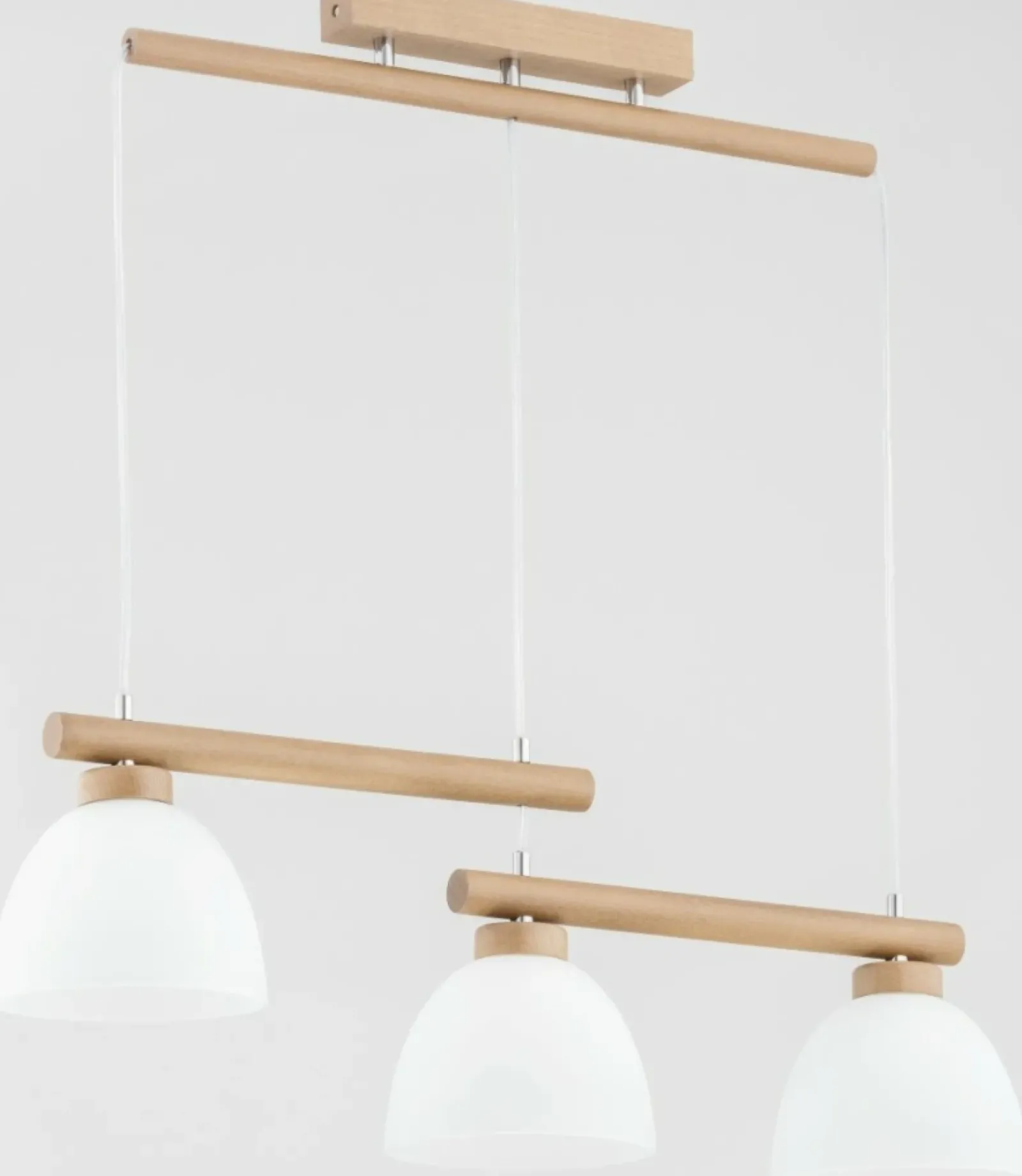 Sklep Kaja Drewniana lampa wisząca z 3 białymi kloszami AL 63041 | Kaja Shop