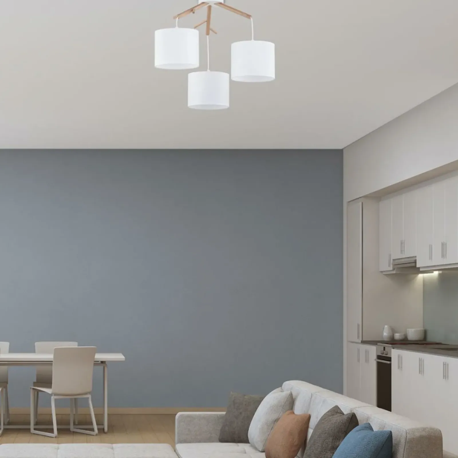 Sklep Kaja Drewniana lampa wisząca z 3 kloszami TK 6553 ALBERO | Kaja Oświetlenie biały Hot