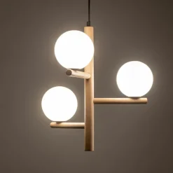 Sklep Kaja Drewniana lampa wisząca z okrągłymi kloszami TK 6799 serii ESTERA WOOD Store