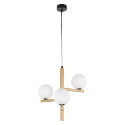 Sklep Kaja Drewniana lampa wisząca z okrągłymi kloszami TK 6799 serii ESTERA WOOD Store