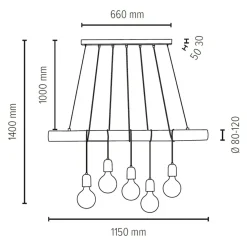 Sklep Kaja Drewniana lampa z betonowymi oprawkami 69599504 TRABO CONCRETE | Kaja New