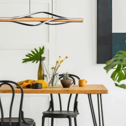 Sklep Kaja Drewniana, pozioma lampa wisząca LED P230857003 BAEZ | Kaja Store