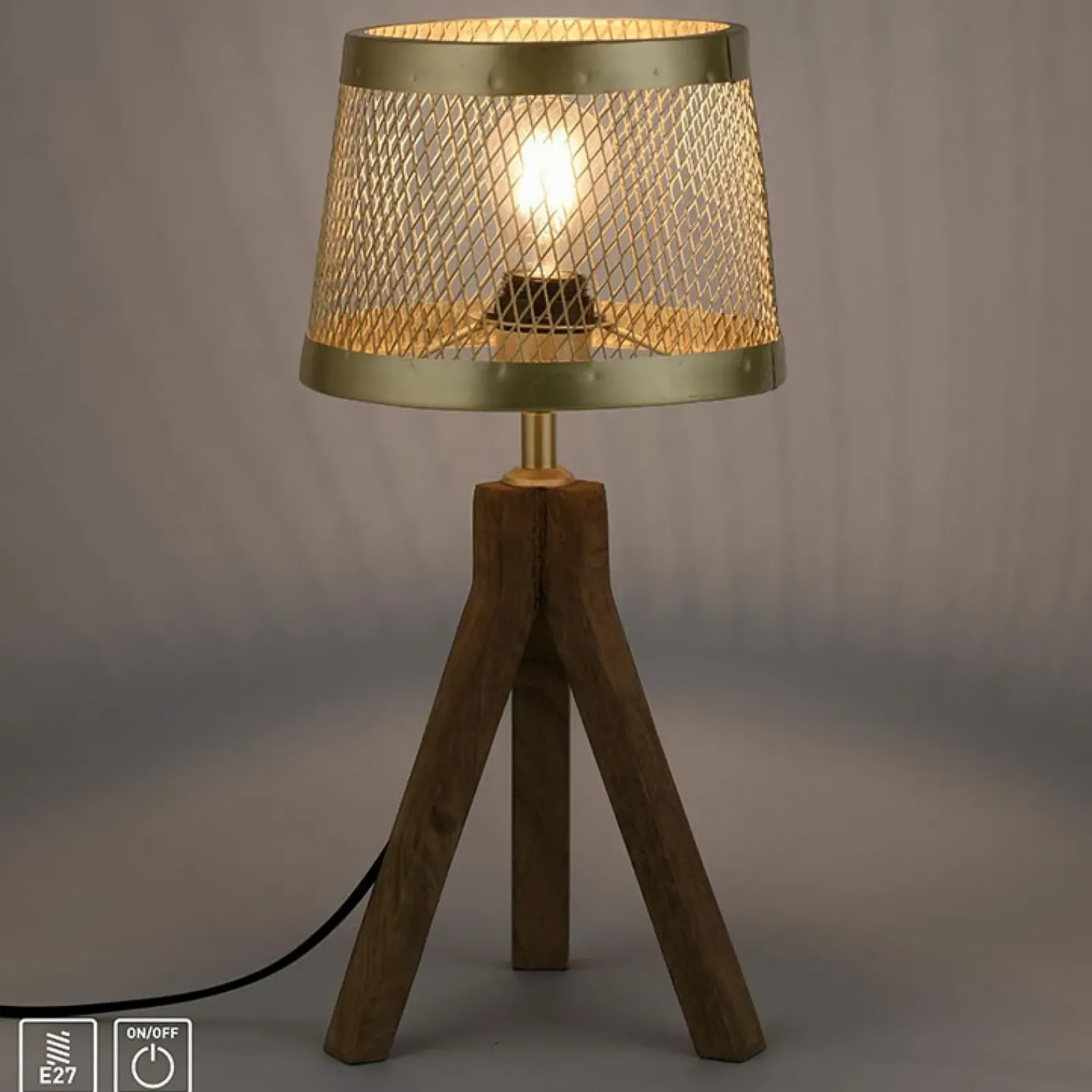 Sklep Kaja Drewniano-metalowa lampka stołowa 11423-60 z serii FREDERIK | Kaja* Lampki Stołowe Z Abażurem|Nowoczesne Lampki Stołowe