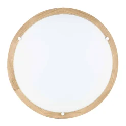 Sklep Kaja Drewniany, ledowy, okrągły plafon z kloszem ⌀35cm 4753174 FRIDA | Kaja* Lampy Led|Plafony Klasyczne