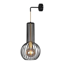 Sklep Kaja Druciana, dekoracyjna lampa ścienna K-4523 ARVI BLACK | Kaja* Kinkiety Druciane