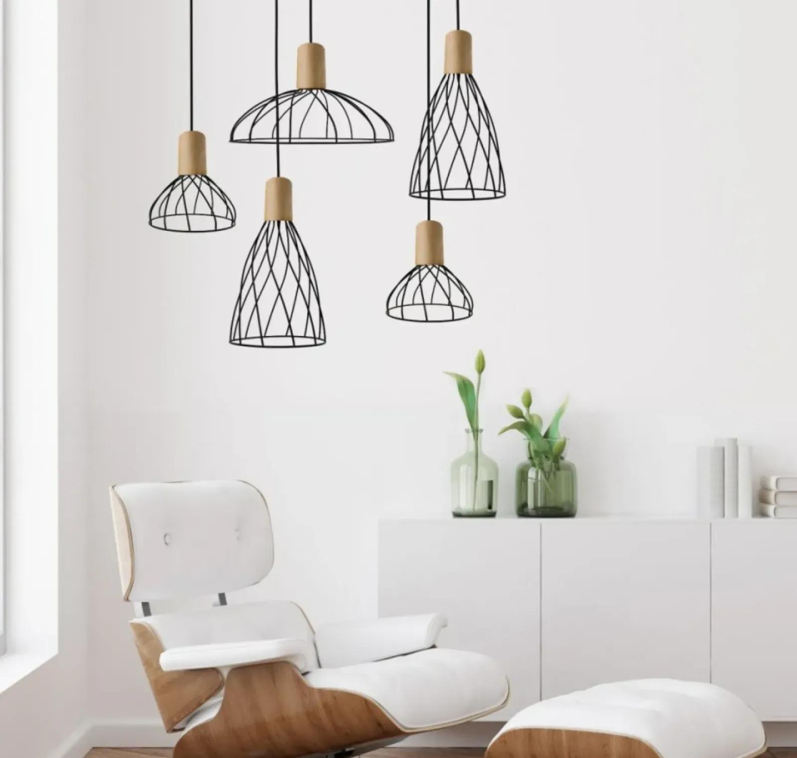 Sklep Kaja Druciano-drewniana lampa wisząca LP-1221/1P S BK MODERNO | Kaja Best