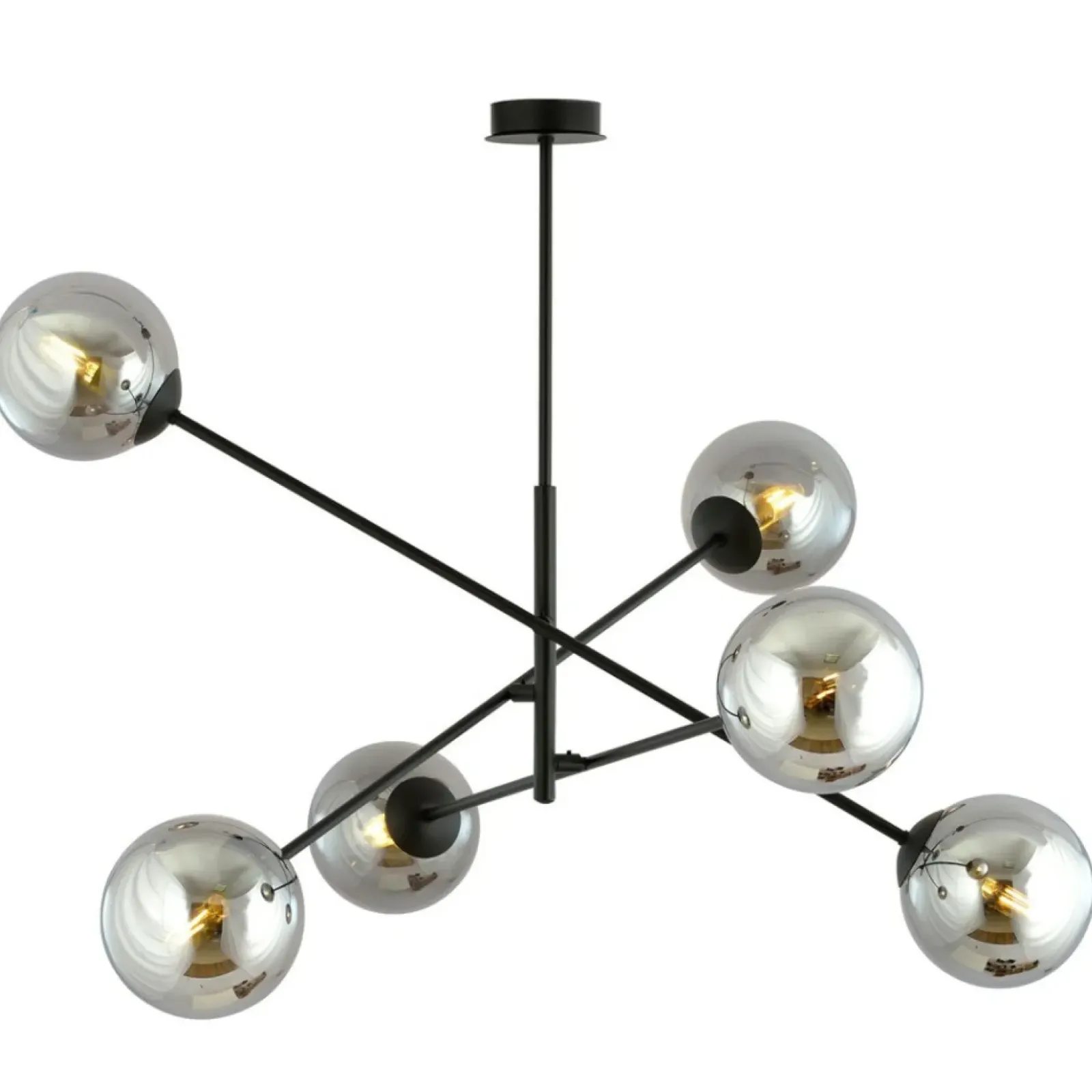 Sklep Kaja Duża, czarna lampa sufitowa z okrągłymi kloszami 1167/6 LINEAR | Kaja Shop