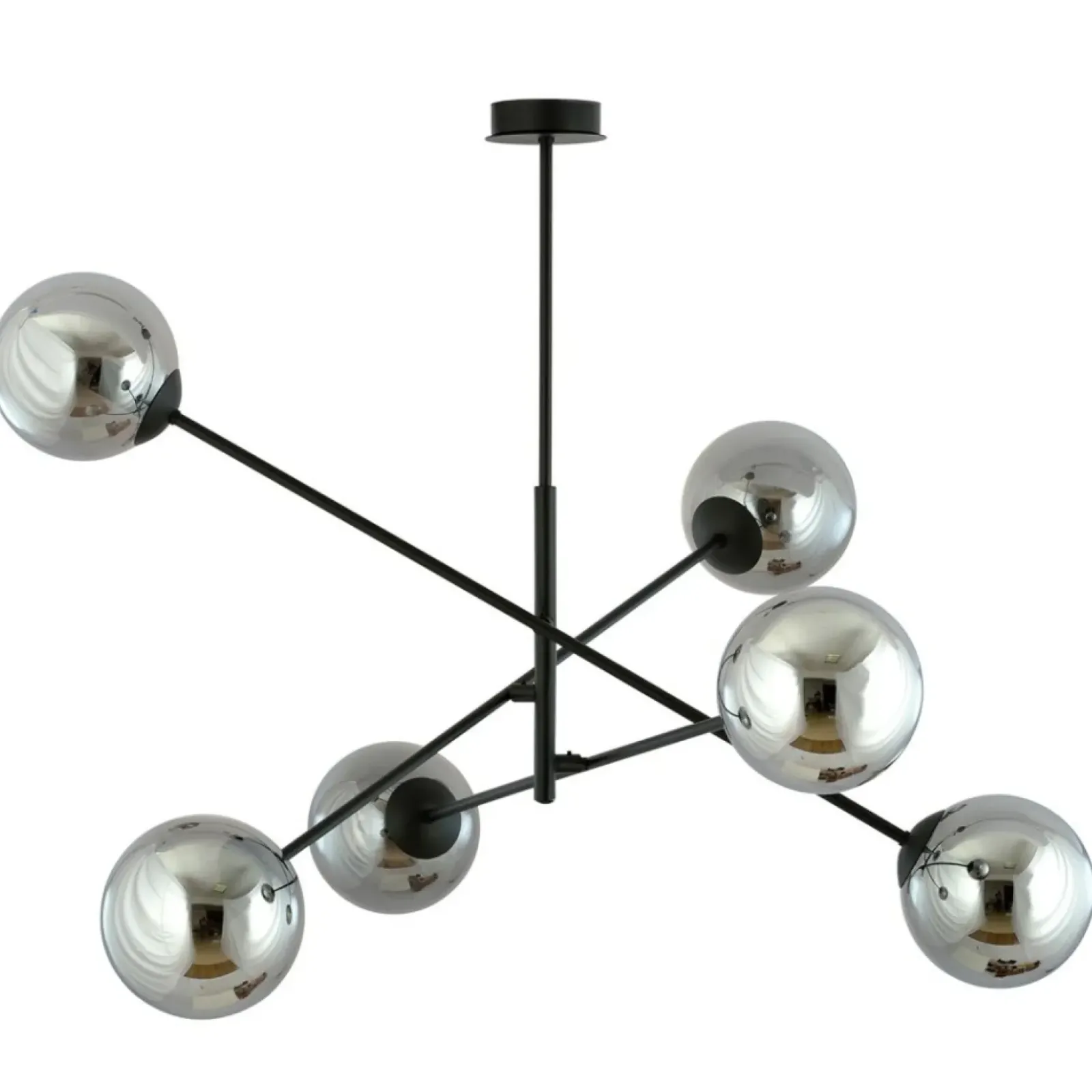 Sklep Kaja Duża, czarna lampa sufitowa z okrągłymi kloszami 1167/6 LINEAR | Kaja Shop