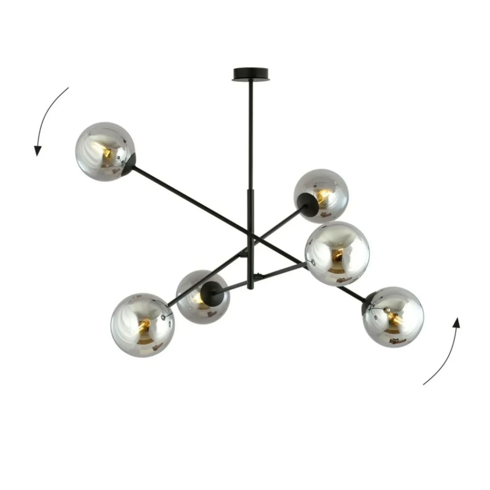 Sklep Kaja Duża, czarna lampa sufitowa z okrągłymi kloszami 1167/6 LINEAR | Kaja Shop