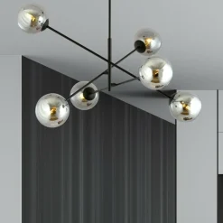 Sklep Kaja Duża, czarna lampa sufitowa z okrągłymi kloszami 1167/6 LINEAR | Kaja Shop