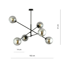 Sklep Kaja Duża, czarna lampa sufitowa z okrągłymi kloszami 1167/6 LINEAR | Kaja Shop