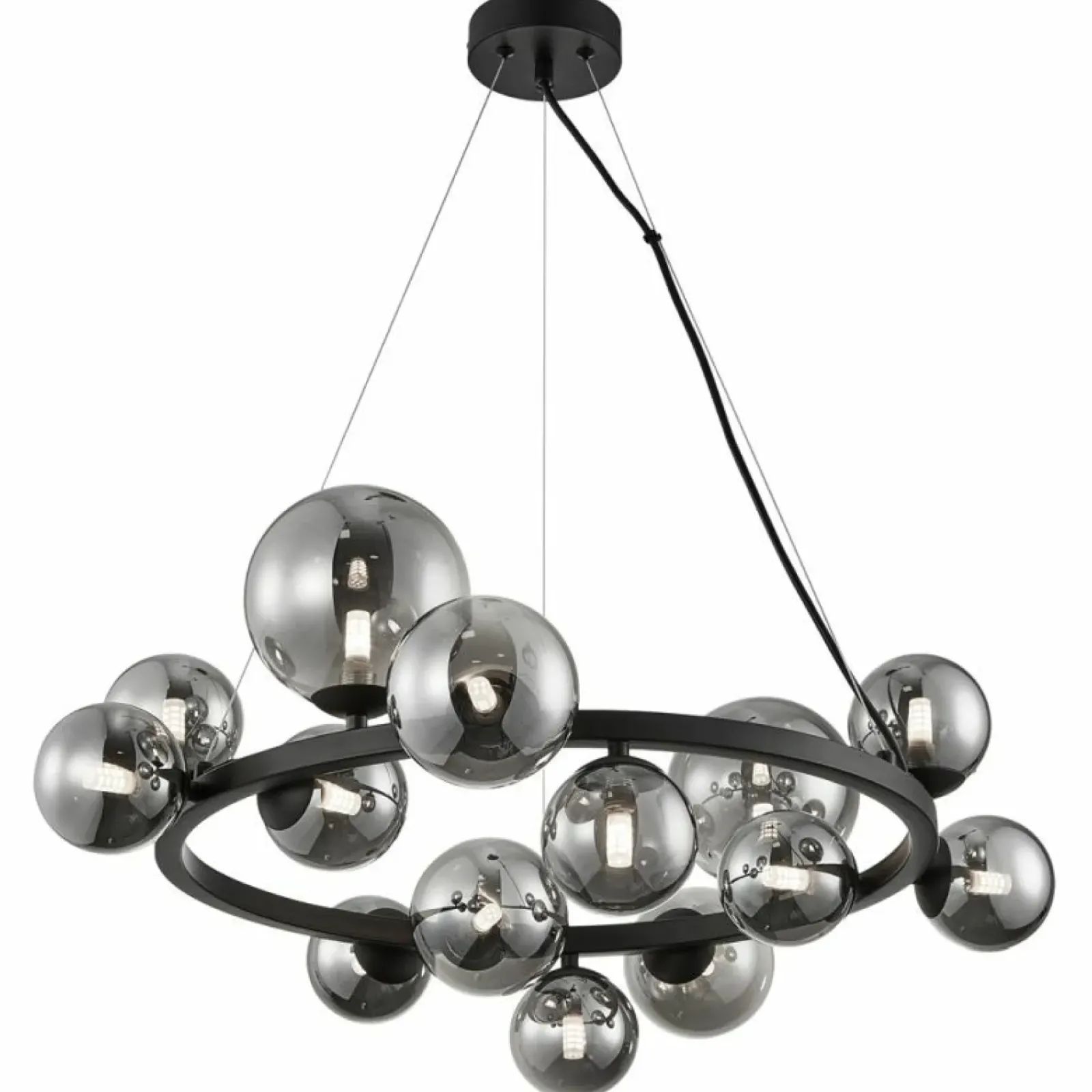Sklep Kaja Duża, czarna lampa wisząca, koło z kloszami ML0334 MILA | Kaja Best Sale