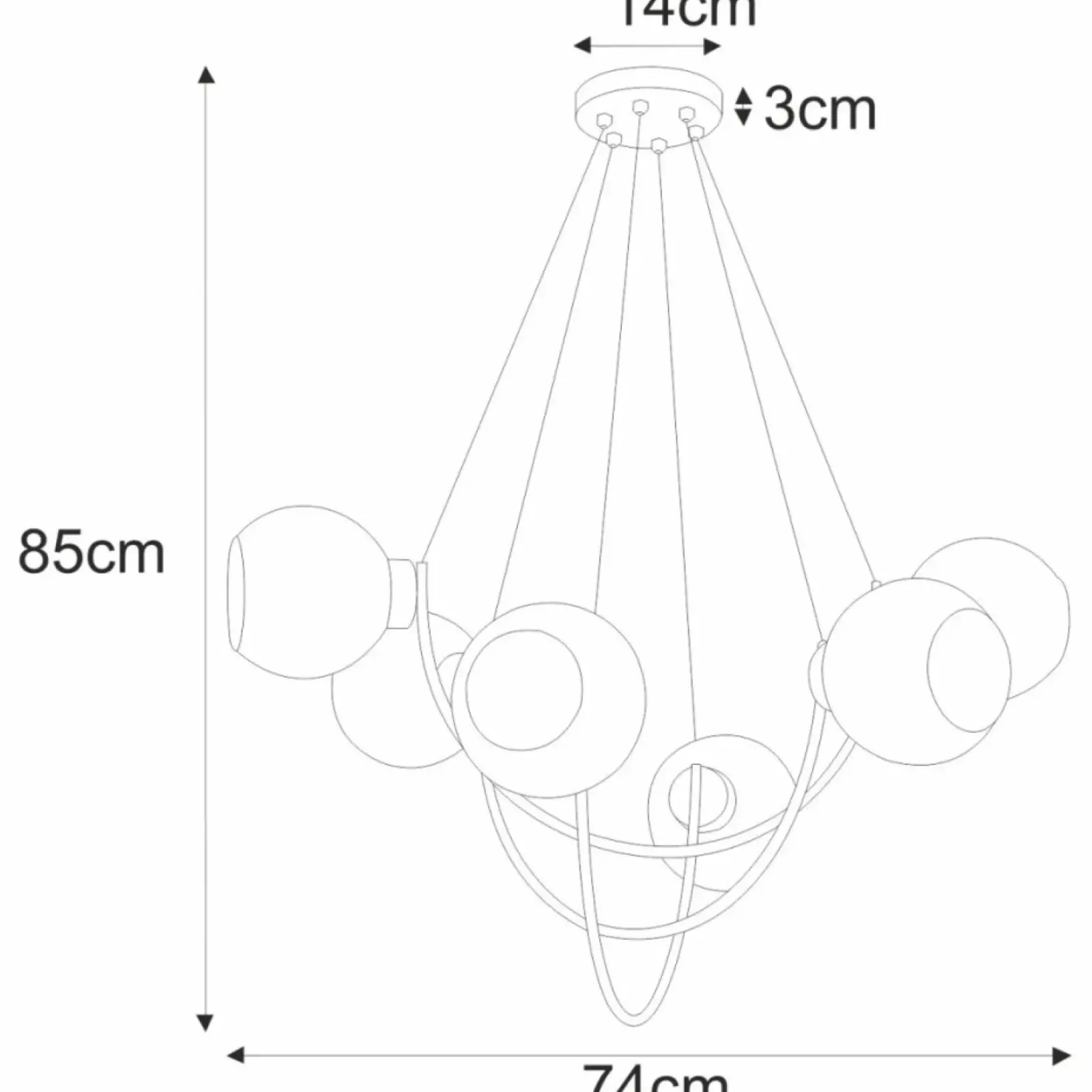 Sklep Kaja Duża, dekoracyjna lampa wisząca do salonu K-2629 SIRIUS | Kaja Discount