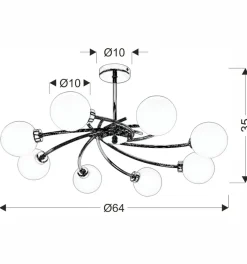 Sklep Kaja Duża, srebrna lampa sufitowa do salonu 38-03348 AGAPANT | Kaja Store