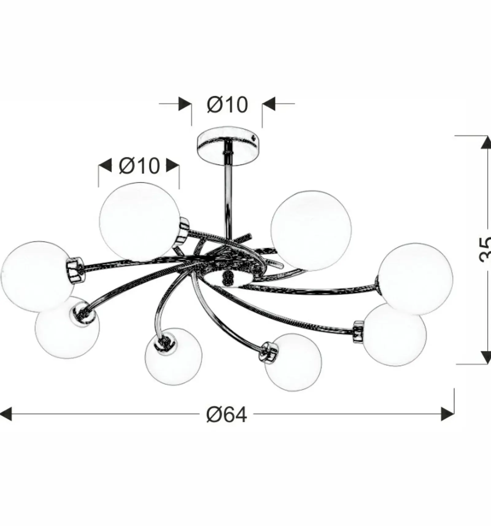 Sklep Kaja Duża, srebrna lampa sufitowa do salonu 38-03348 AGAPANT | Kaja Store