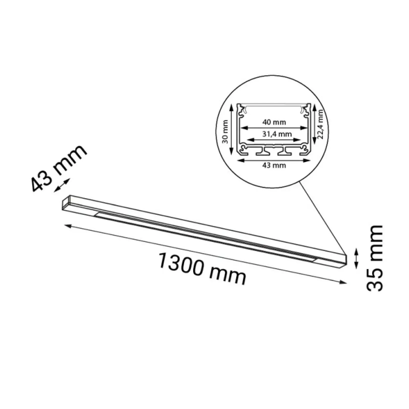 Sklep Kaja Długa, natynkowa lampa listwa LED 130cm 4000K ANT 8654 HAKODA | Kaja* Lampy Led|Plafony Nowoczesne