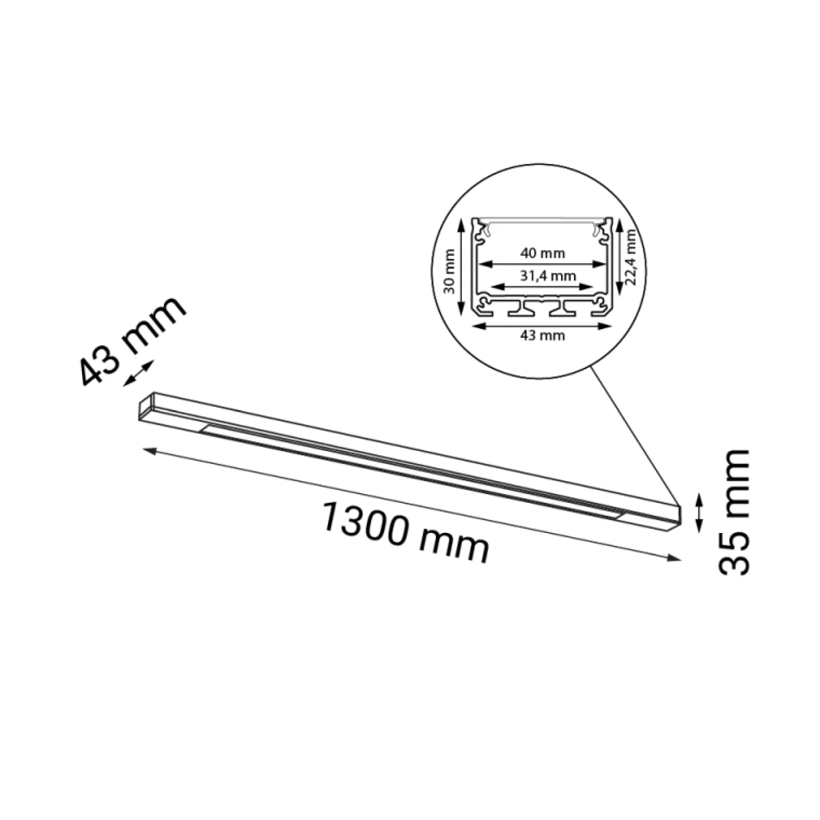 Sklep Kaja Długa, wąska listwa sufitowa LED 130cm 3000K ANT 1955 HAKODA | Kaja* Plafony Nowoczesne|Lampy Led
