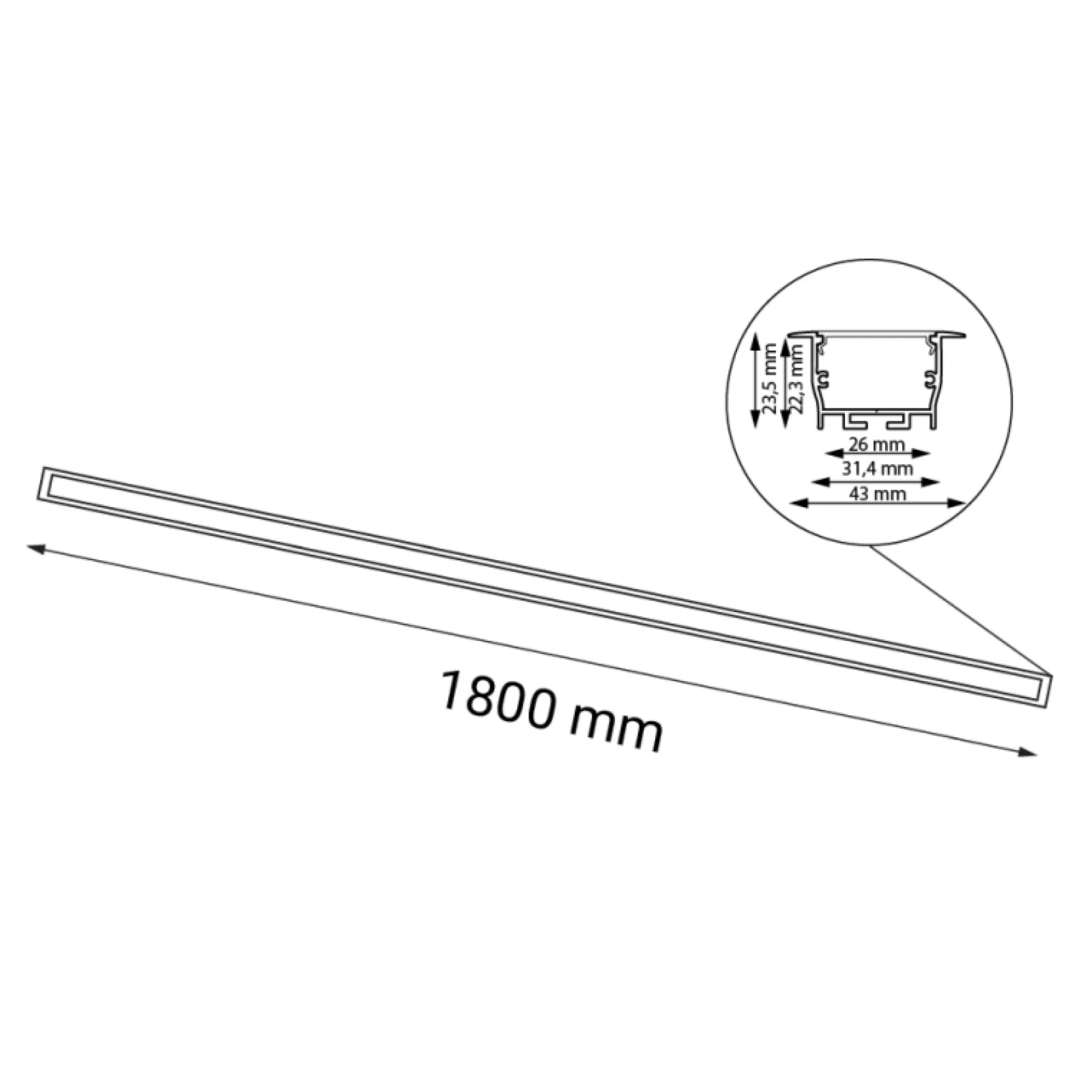 Sklep Kaja Długi plafon mocowany podtynkowo 180cm 4000K ANT 1839 HIATE | Kaja* Oprawy Podtynkowe|Lampy Led