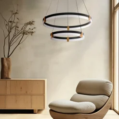 Sklep Kaja Dwupoziomowa, ledowa lampa wisząca LP-0407/2P BK PLUM | Kaja Cheap