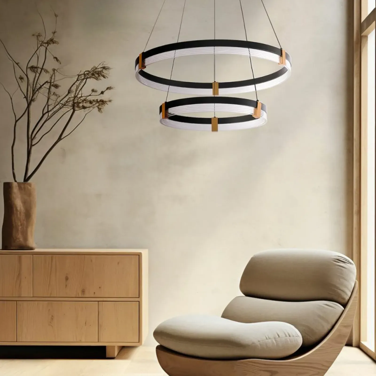 Sklep Kaja Dwupoziomowa, ledowa lampa wisząca LP-0407/2P BK PLUM | Kaja Cheap