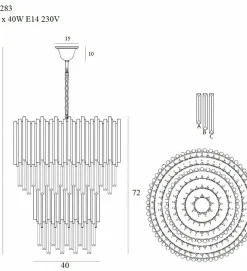 Sklep Kaja Dwupoziomowa, złoto-kryształowa lampa MX P0283 VOGUE | Kaja Best Sale