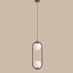 Sklep Kaja Dwupunktowa, czerwona lampa wisząca do kuchni 1086H15 z serii RIVA Zadzwońporabattel.783200183(8-16)/mailsklep@kaja.com.pl Fashion