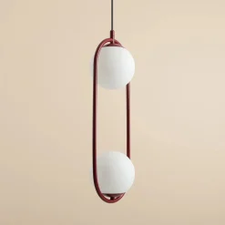 Sklep Kaja Dwupunktowa, czerwona lampa wisząca do kuchni 1086H15 z serii RIVA Zadzwońporabattel.783200183(8-16)/mailsklep@kaja.com.pl Fashion