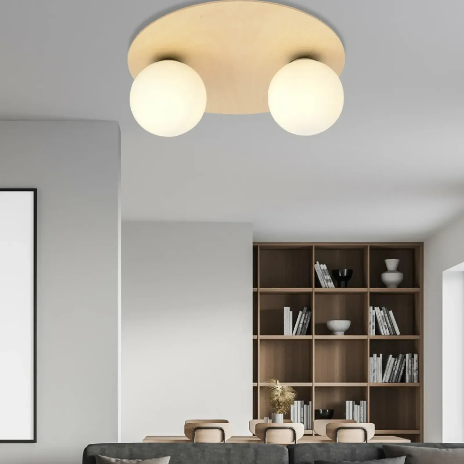 Sklep Kaja Dwupunktowa, drewniana lampa sufitowa 1142/2B KENZO | Kaja Oświetlenie Store