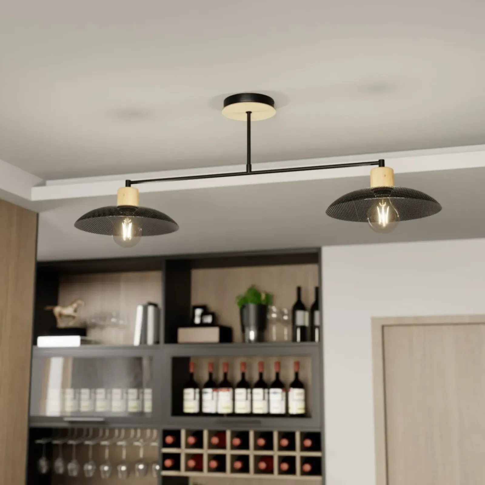 Sklep Kaja Dwupunktowa, metalowa lampa sufitowa 1318/2 KOBE | Kaja Oświetlenie czarny Cheap