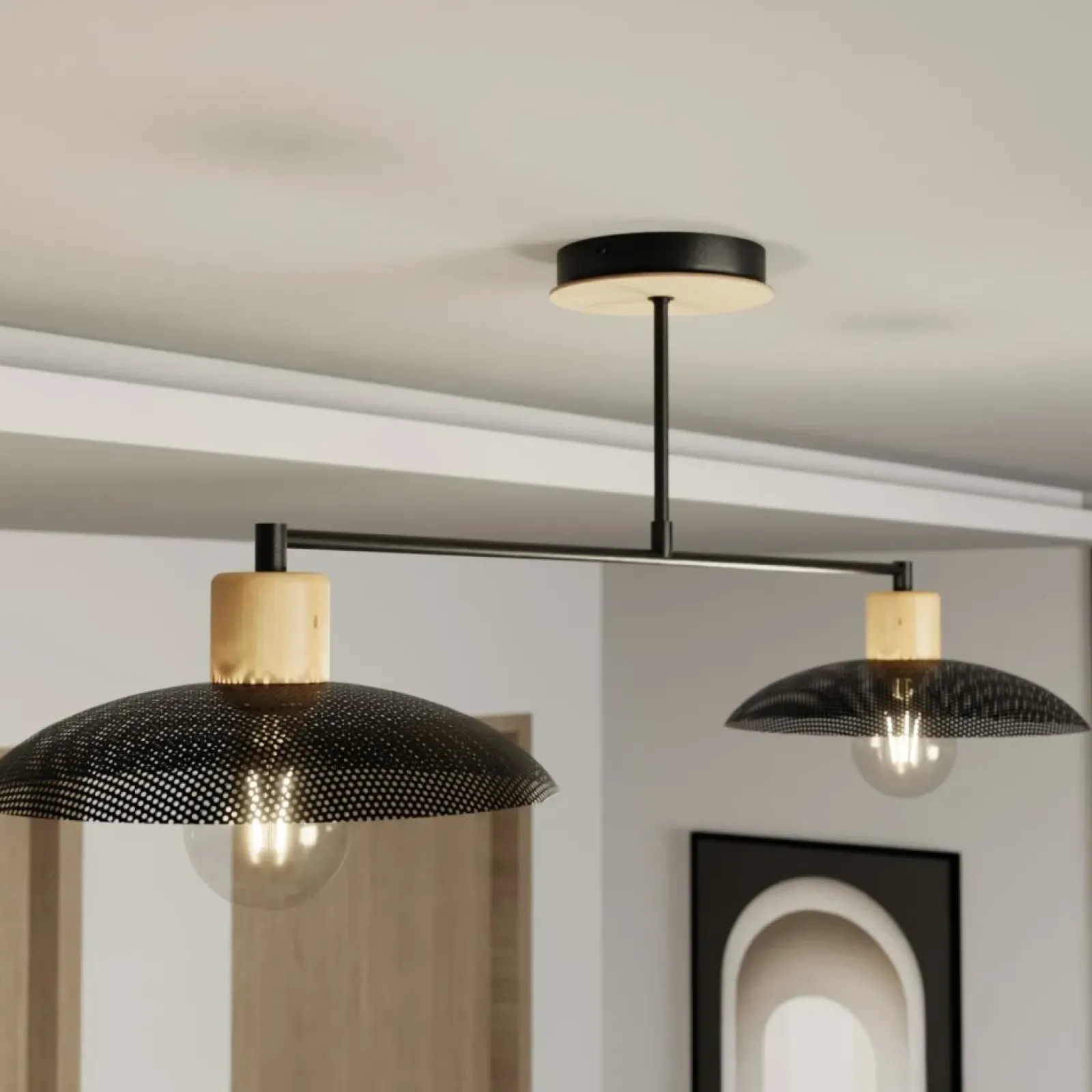 Sklep Kaja Dwupunktowa, metalowa lampa sufitowa 1318/2 KOBE | Kaja Oświetlenie czarny Cheap