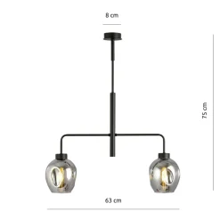 Sklep Kaja Dwuramienna lampa sufitowa z ciemnymi kloszami 1163/2 LUKKA | Kaja Store