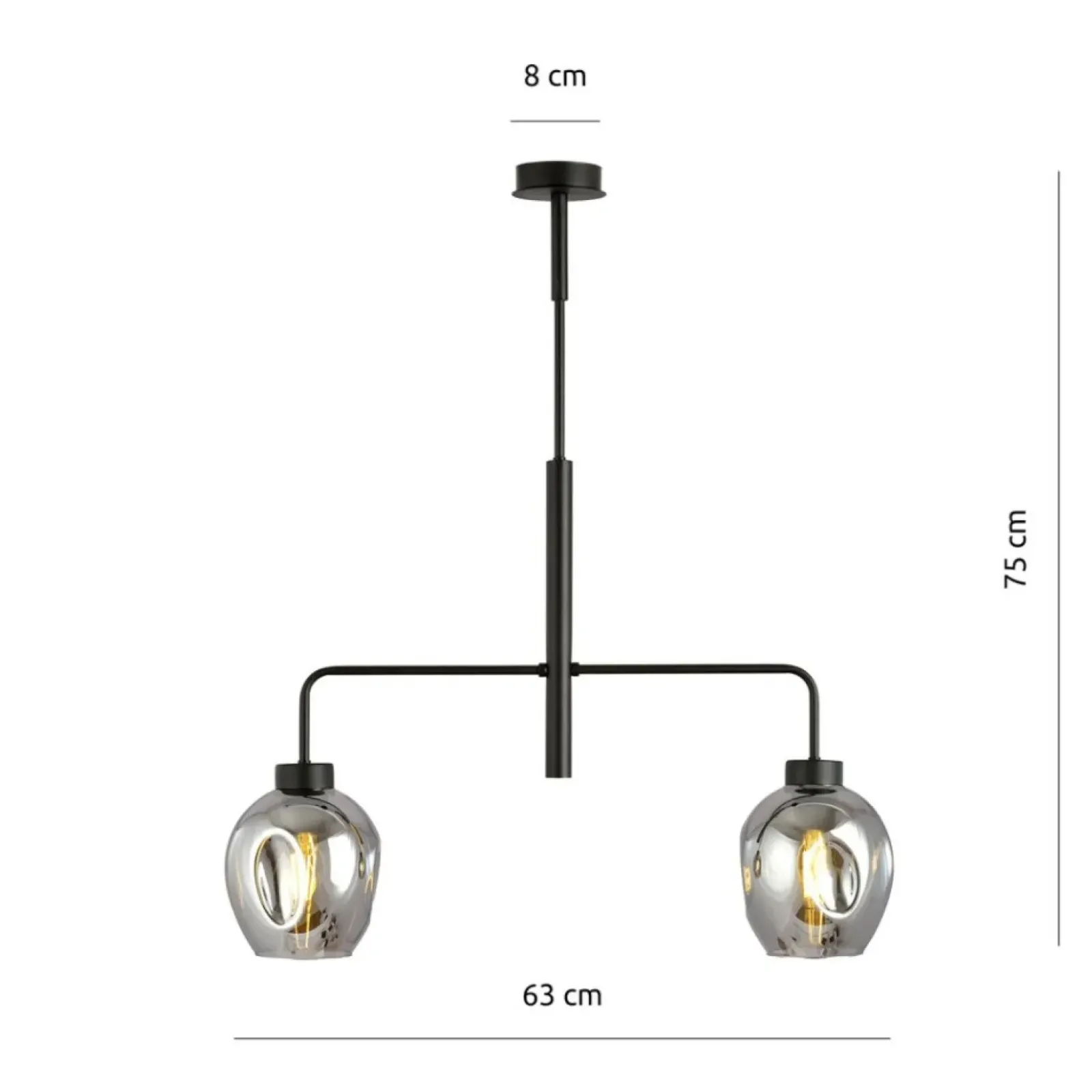 Sklep Kaja Dwuramienna lampa sufitowa z ciemnymi kloszami 1163/2 LUKKA | Kaja Store