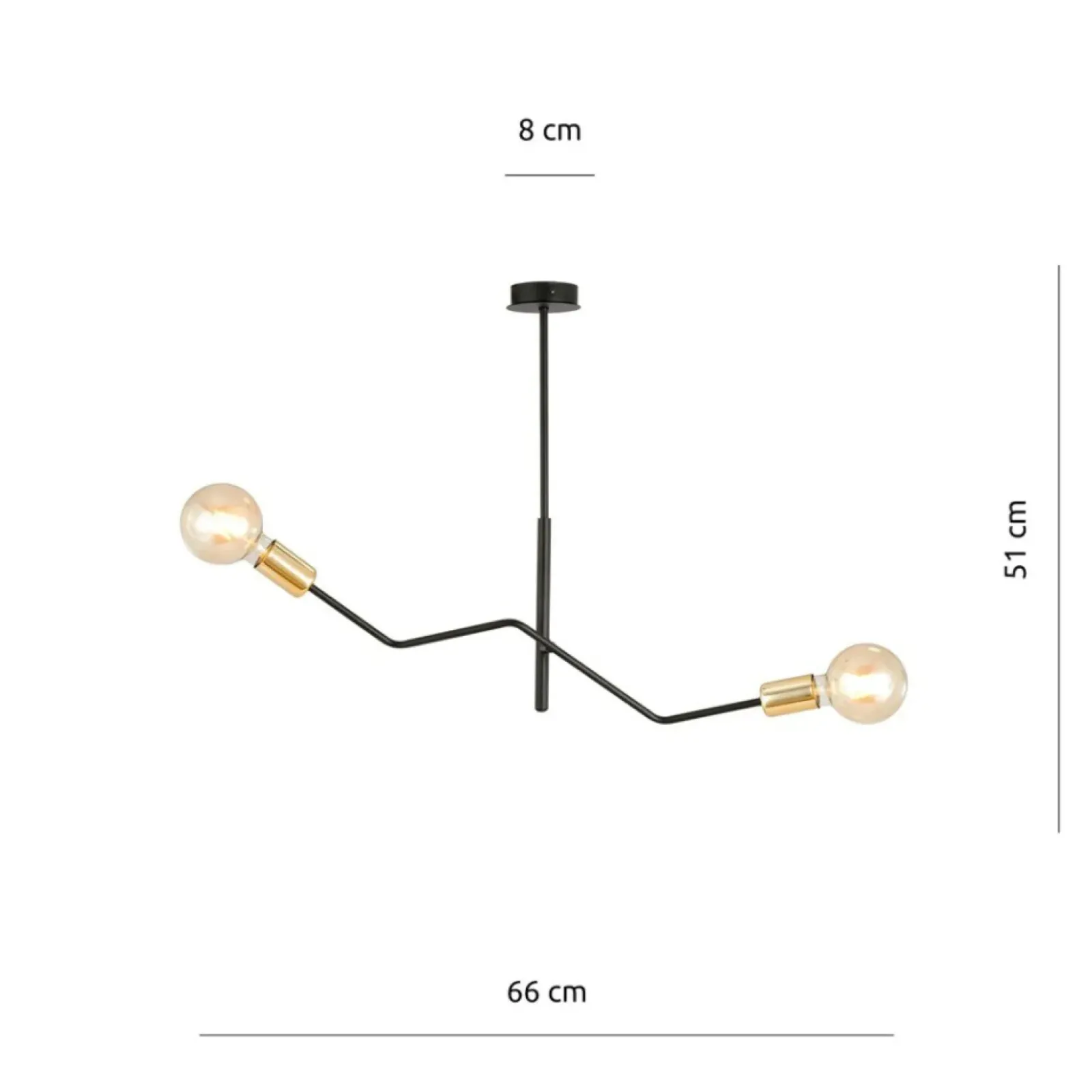 Sklep Kaja Dwuramienna lampa sufitowa bez kloszy 1125/2 BOLT | Kaja Oświetlenie czarny Clearance