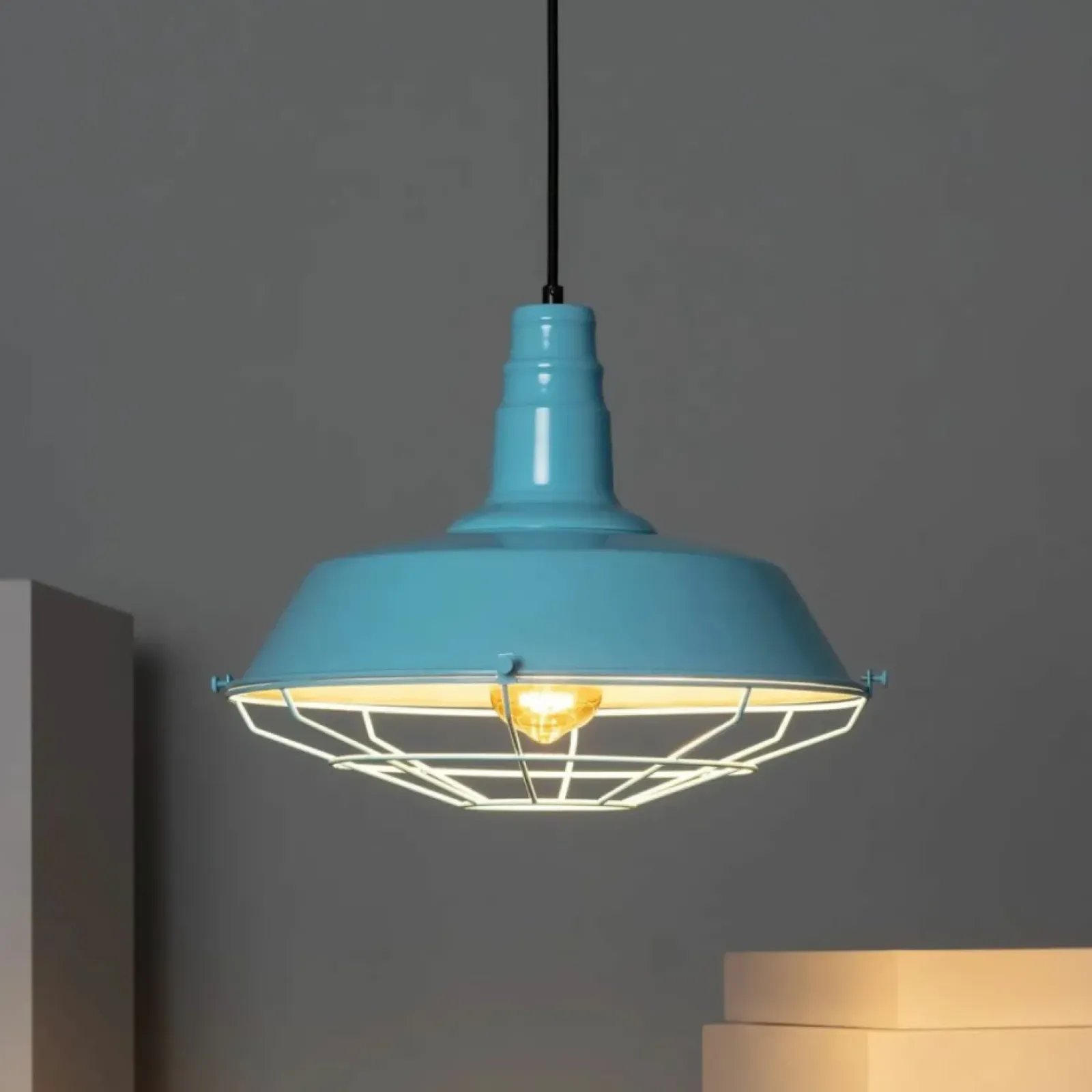Sklep Kaja Efektowna, błękitna lampa dekoracyjna ABR-RRP-B-E27 RETRO | Kaja błękitny Cheap